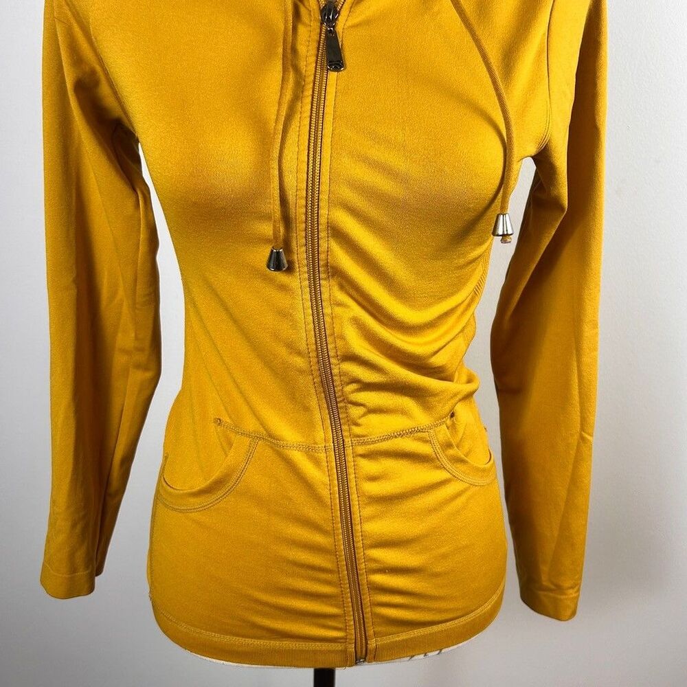 Unbranded Mustard Yellow Full Zip Hoodie Womens Small Activewear Sweatshirt - Picture 4 of 8